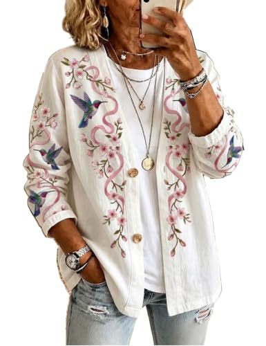 Women's Vintage Floral Print Long Trench Coat