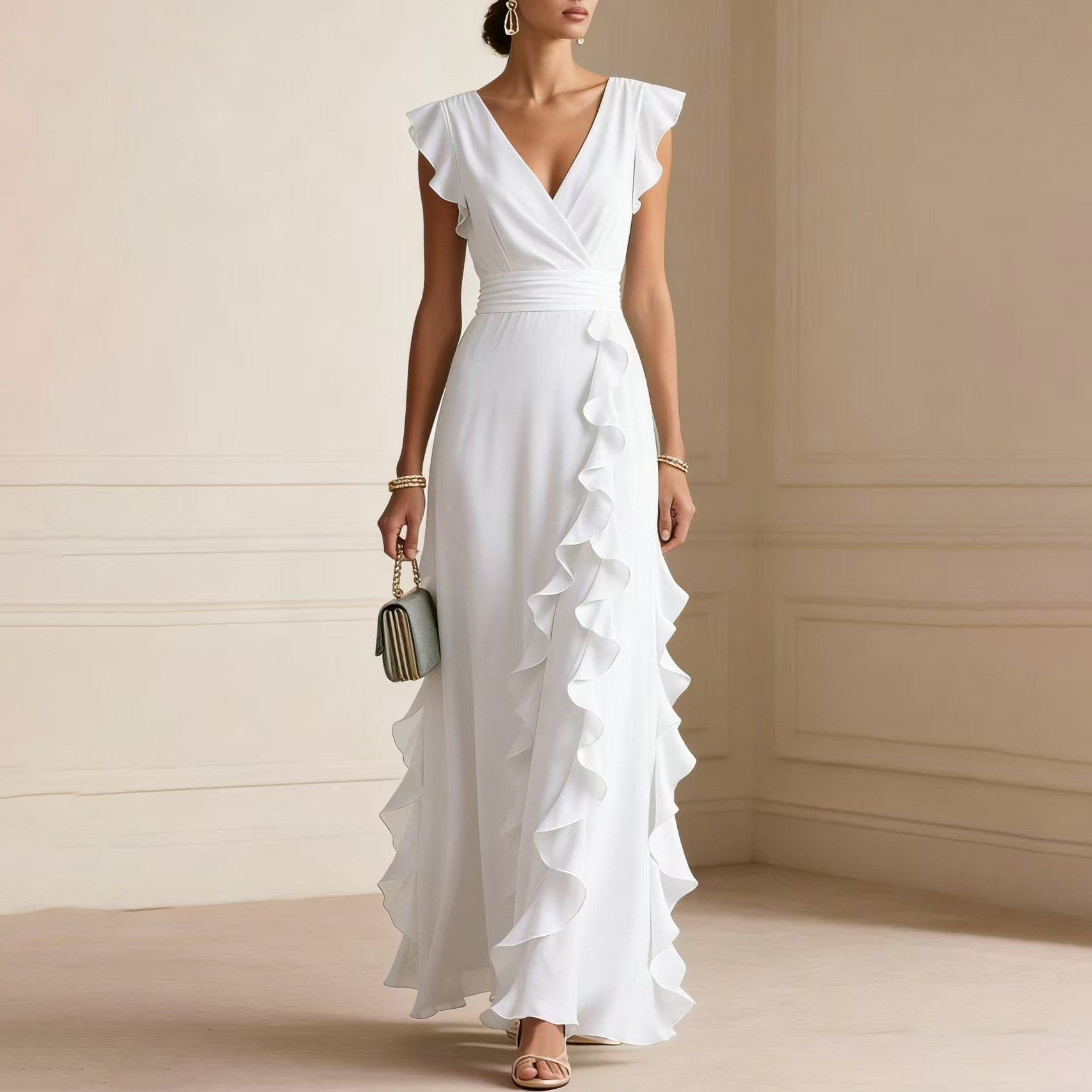 Women's Light Luxury French Style Solid Color Slim Fit Dress