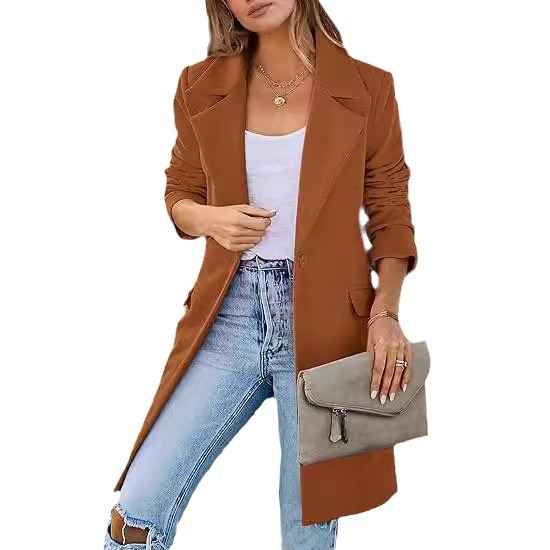 Plus Size Single-Button Wool-Blend Long Coat