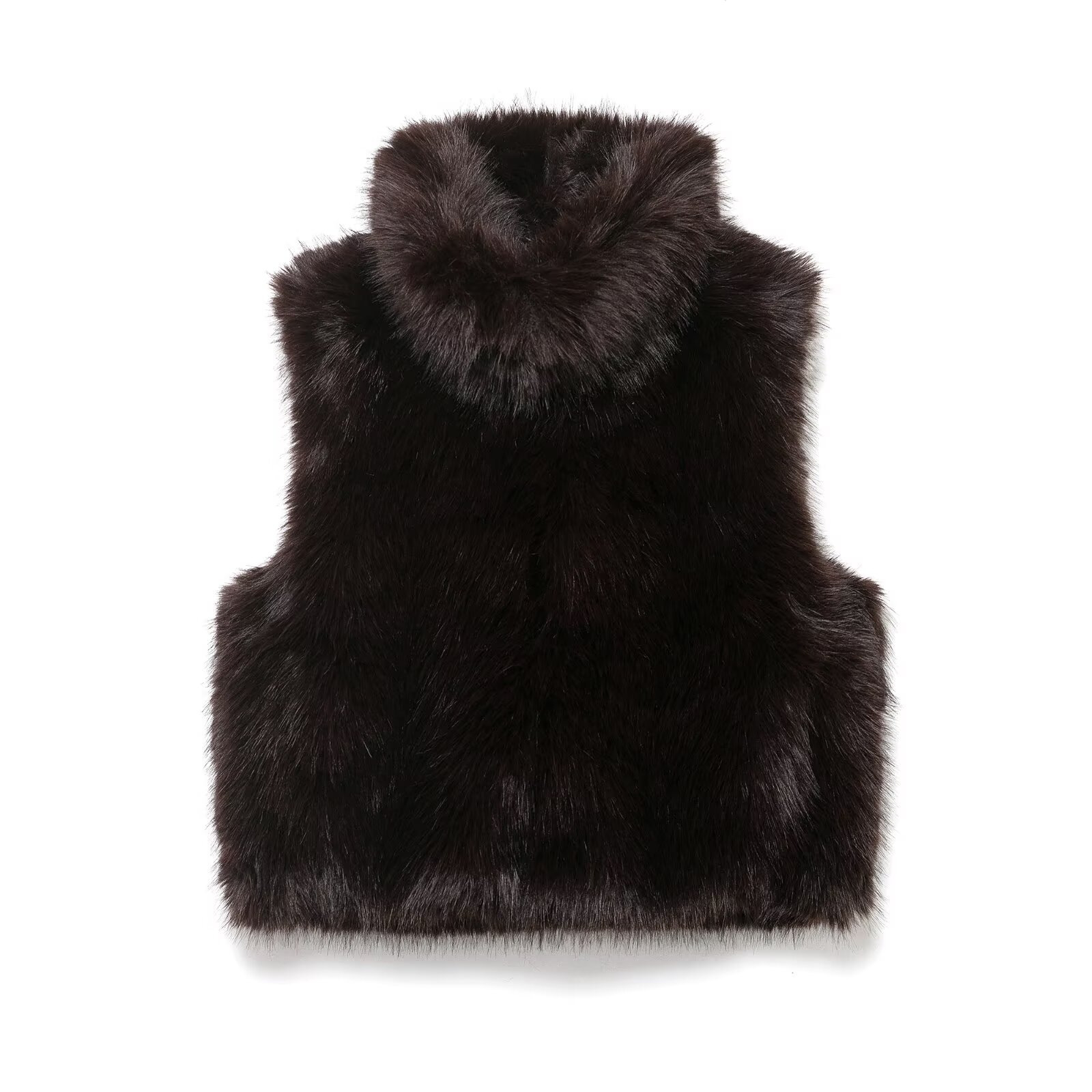 Faux Fur Vest Stand Collar Single-Breasted Short Cardigan