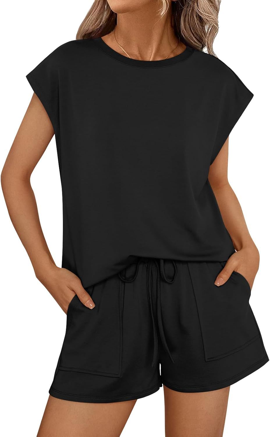 Women's Crewneck Loose Short-Sleeve Two-Piece Set