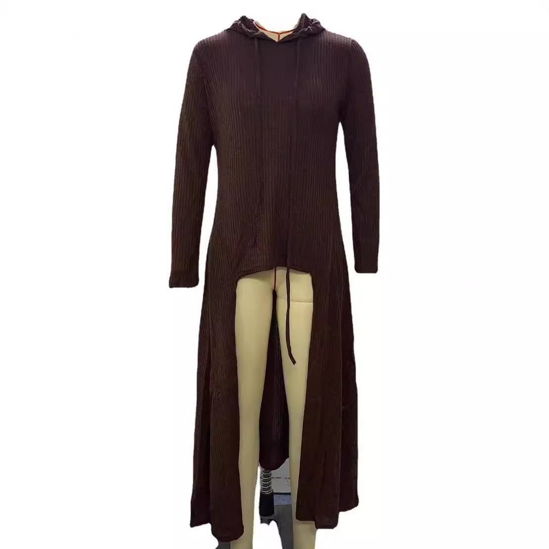 Plus Size Hooded Casual Loose Stretch Solid Color Dress