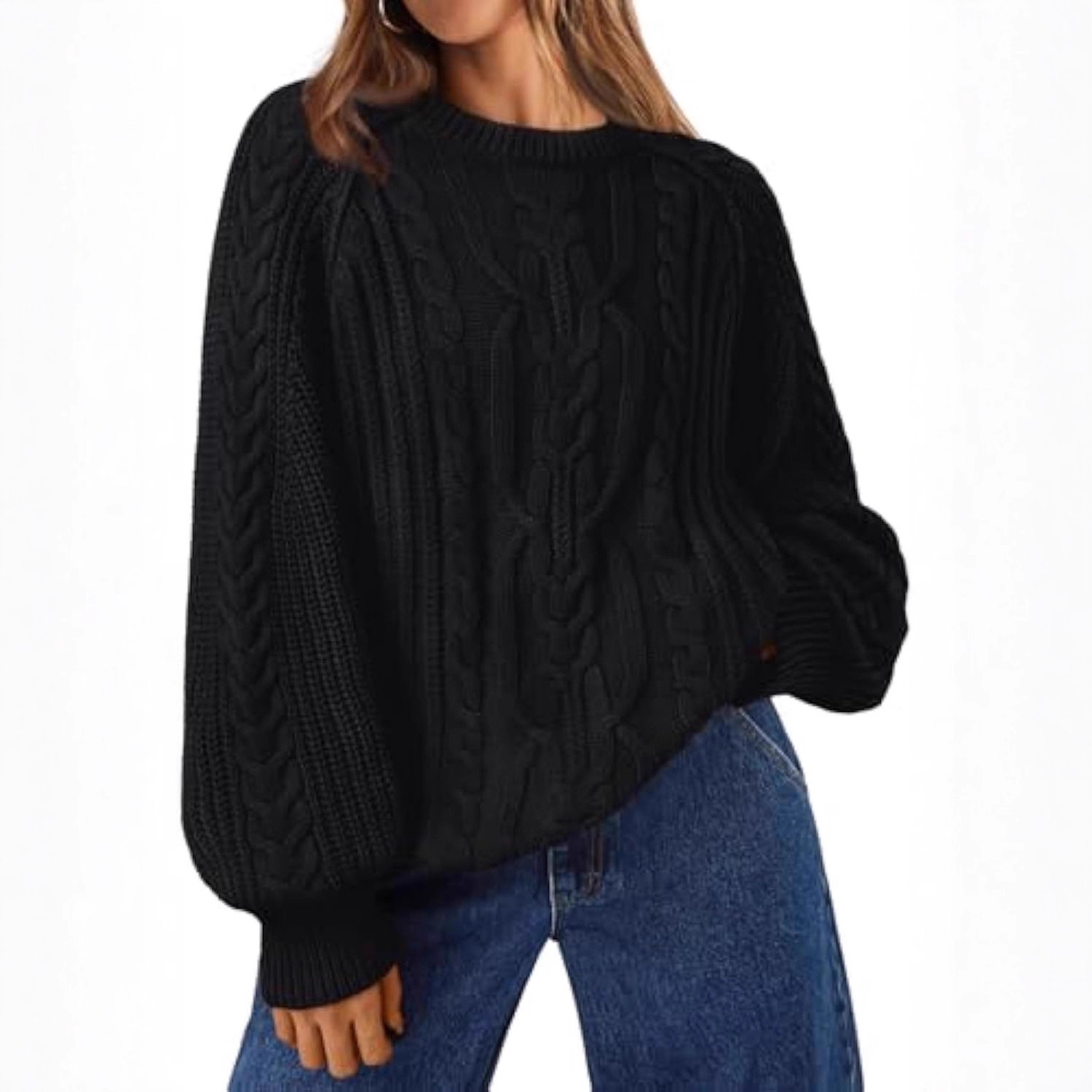 Women's Solid Color Crewneck Long Sleeve Sweater