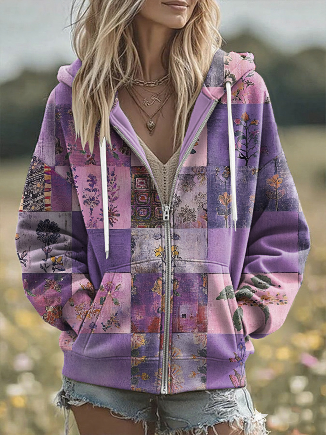 Women's Animal Skull Letter Plaid Print Hoodie
