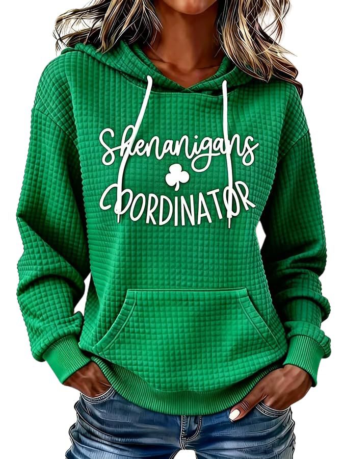 Women's Clover Cross Letter Print Hoodie