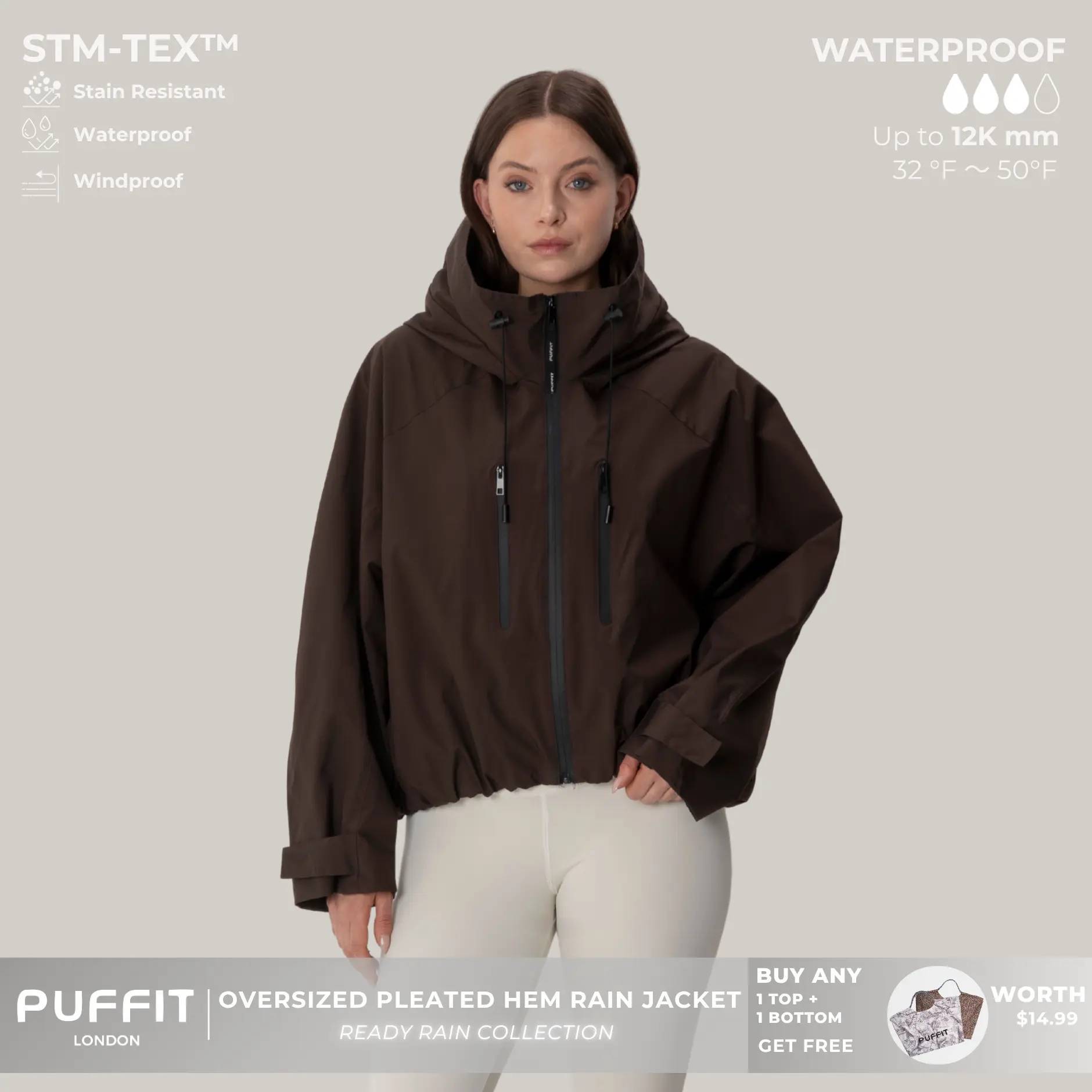 Women's Windproof Waterproof Hooded Jacket Spring Fall Outdoor Loose Fit