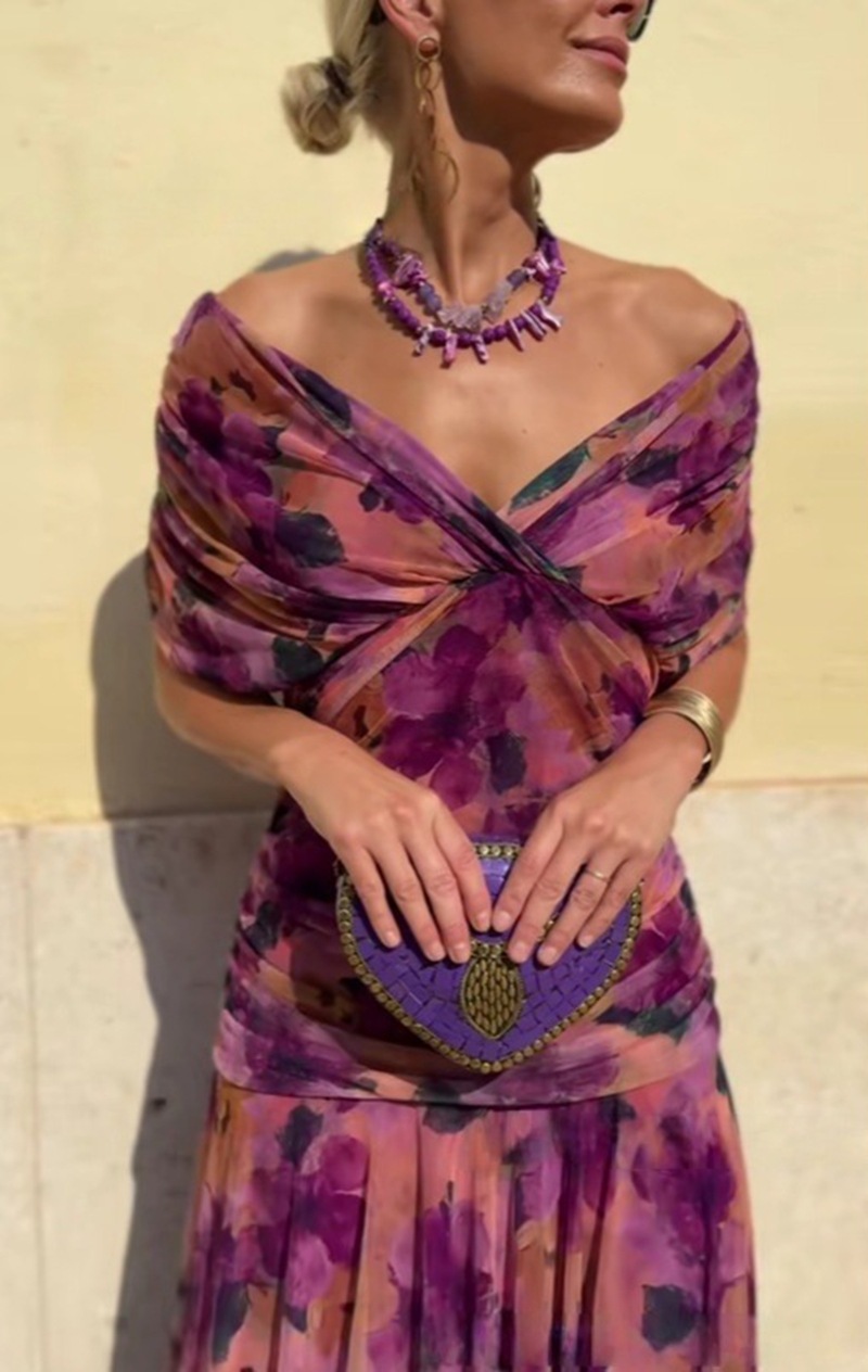 Elegant Solid Deep V-Neck Waist-Cinched Mesh Dress
