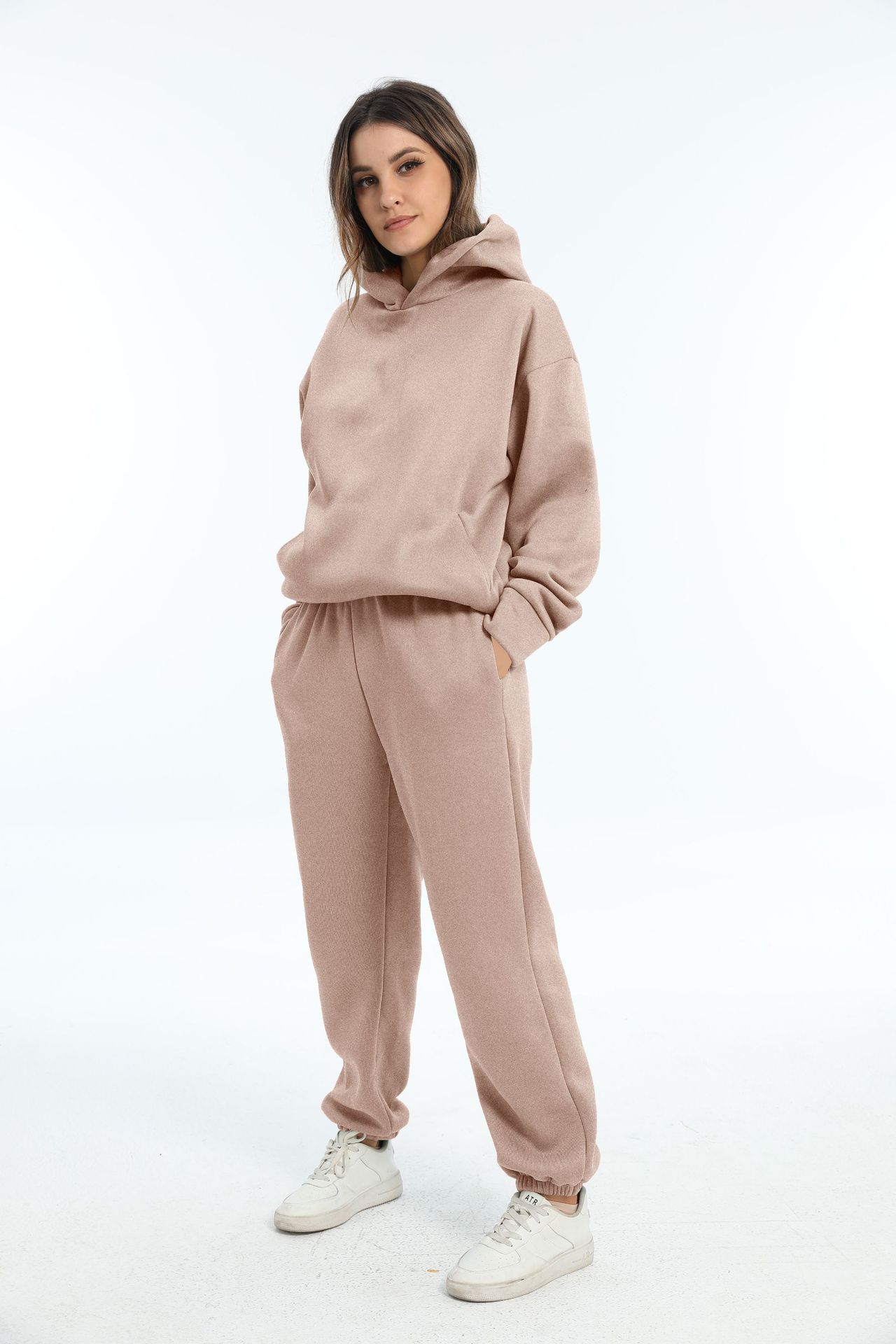 Women's Casual Thick Long-Sleeve Sweatshirt and Pants Two-Piece Set