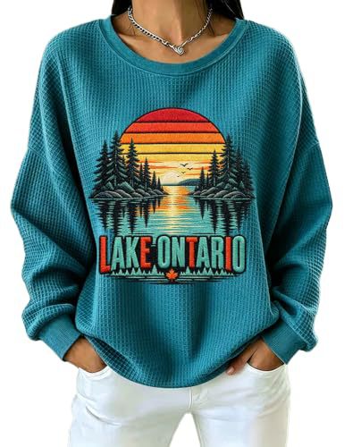 Forest Tree Sunset Print Crewneck Long Sleeve Pullover Sweatshirt