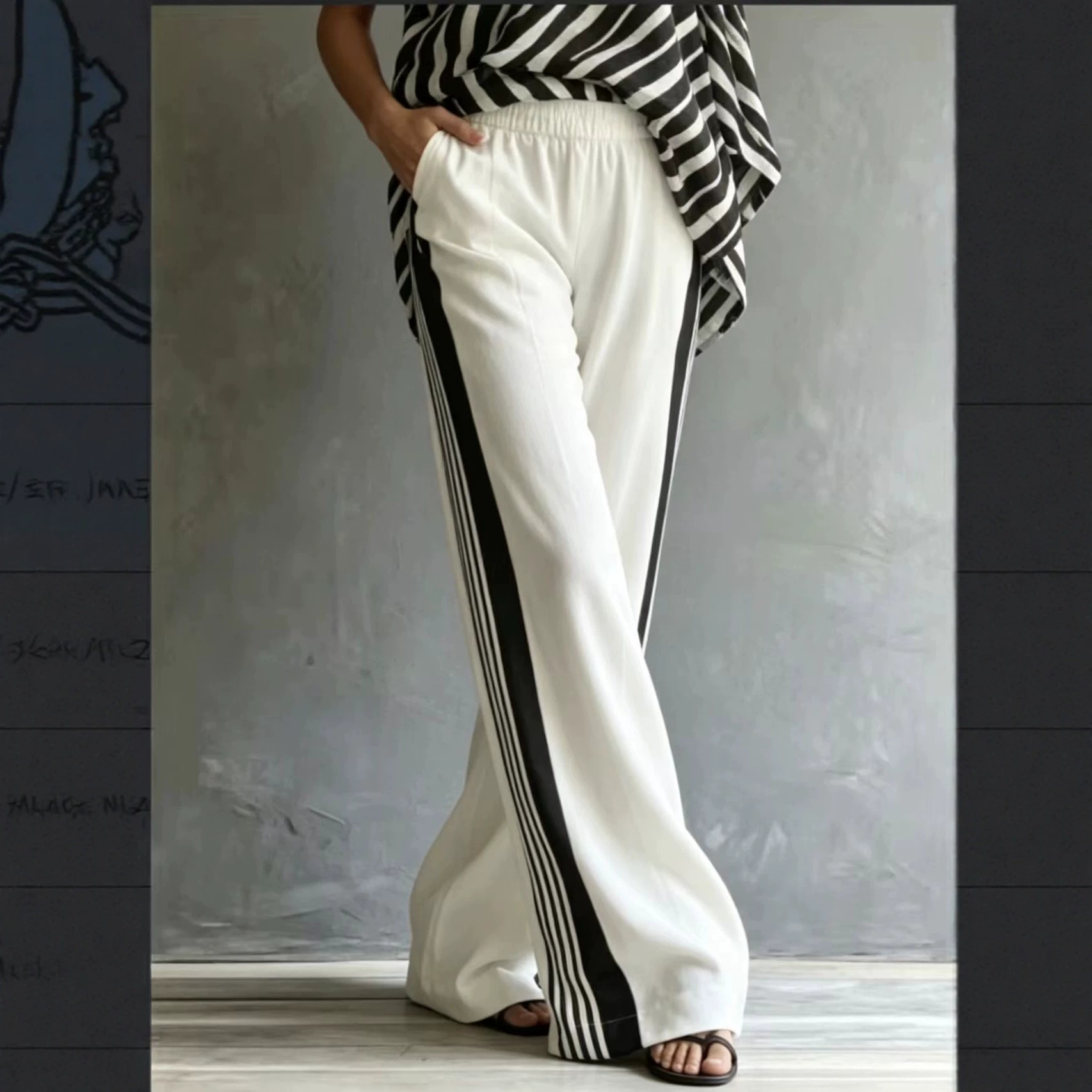 High-Waist Straight-Leg Solid Color Casual Pants