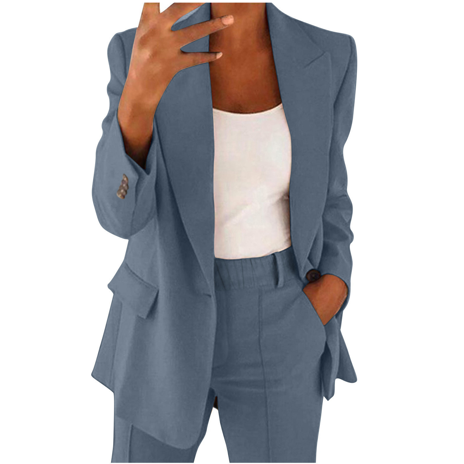 2026 New Cross-Border European & American Fall/Winter Women's Commuter Suit Set – Elegant Long-Sleeve Blazer and Pants Two-Piece Set for Women