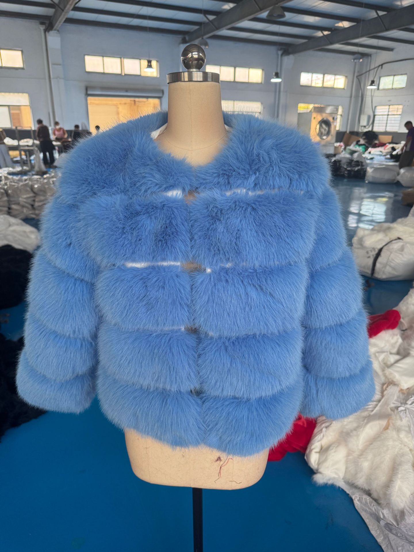Women's Faux Fox Fur Short Coat Long Sleeve