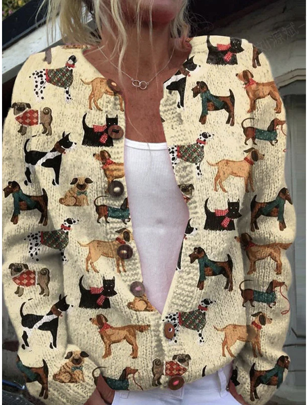 Women's Daisy Maple Leaf Floral Print Button Cardigan