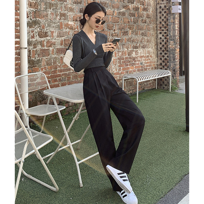 Women's High-Waist Straight-Leg Wide-Leg Dress Pants