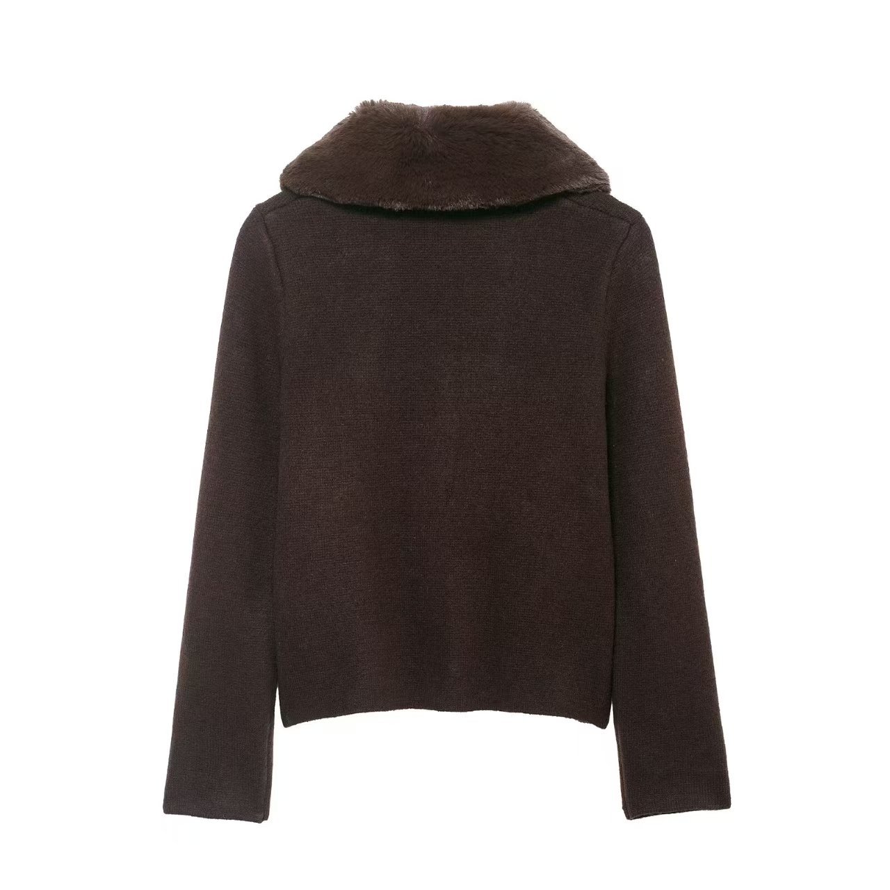Faux Fur Collar Knit Cardigan Sweater