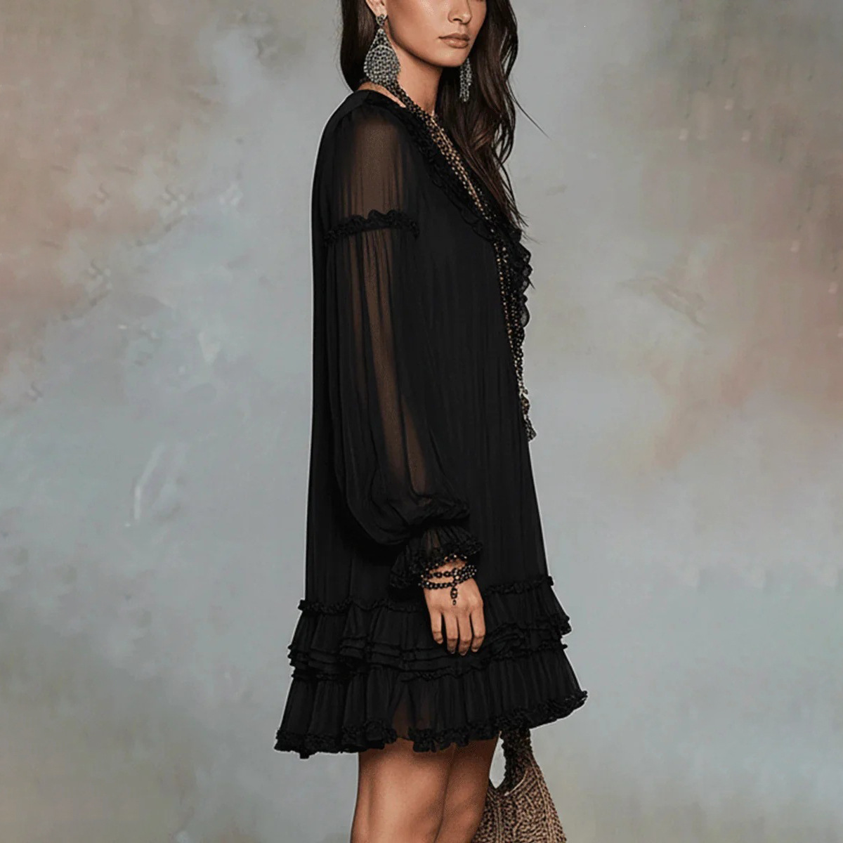 Women's Elegant Solid Color A-Line Short Dress