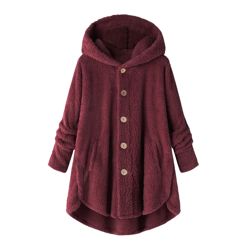 Women's Asymmetrical Fleece Hooded Cardigan with Pockets