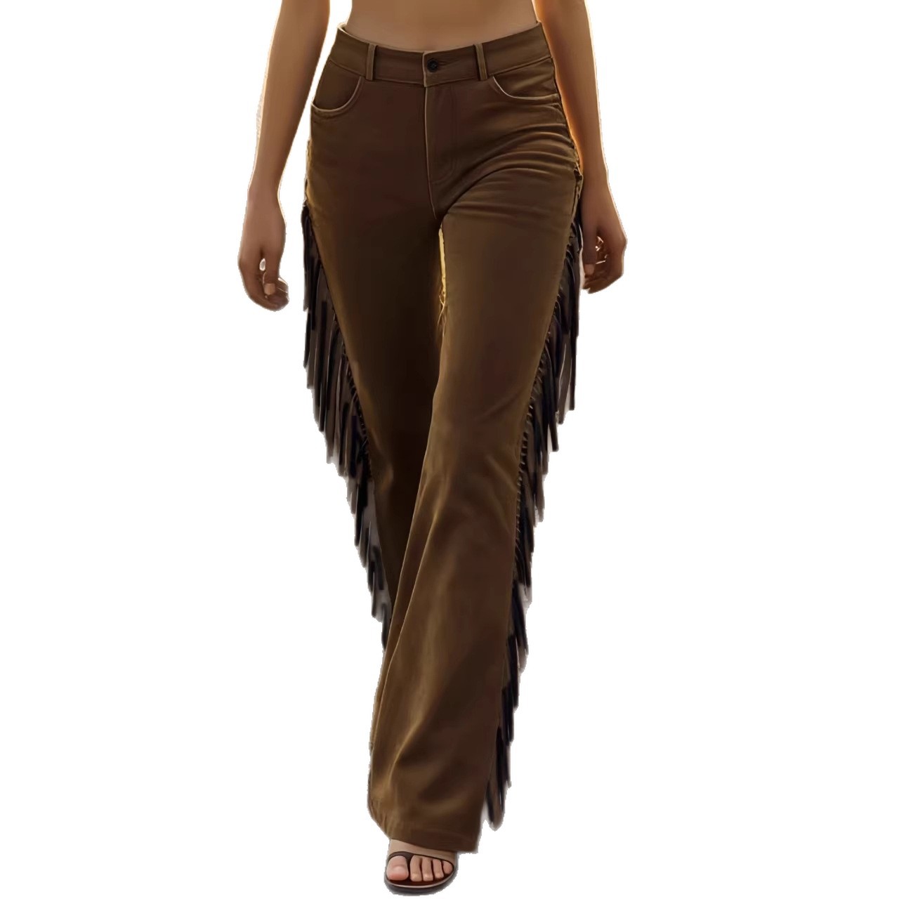 Women's Retro Fringe Faux Suede Flare Pants