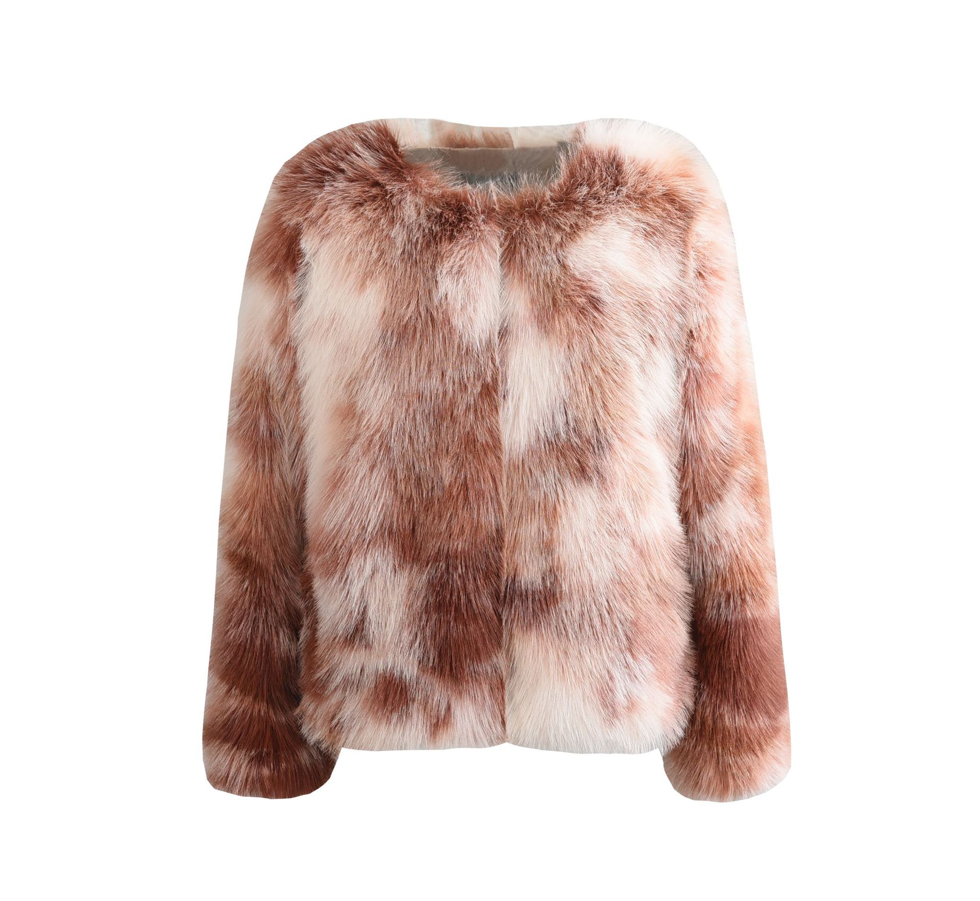 Faux Fur Crewneck Short Coat