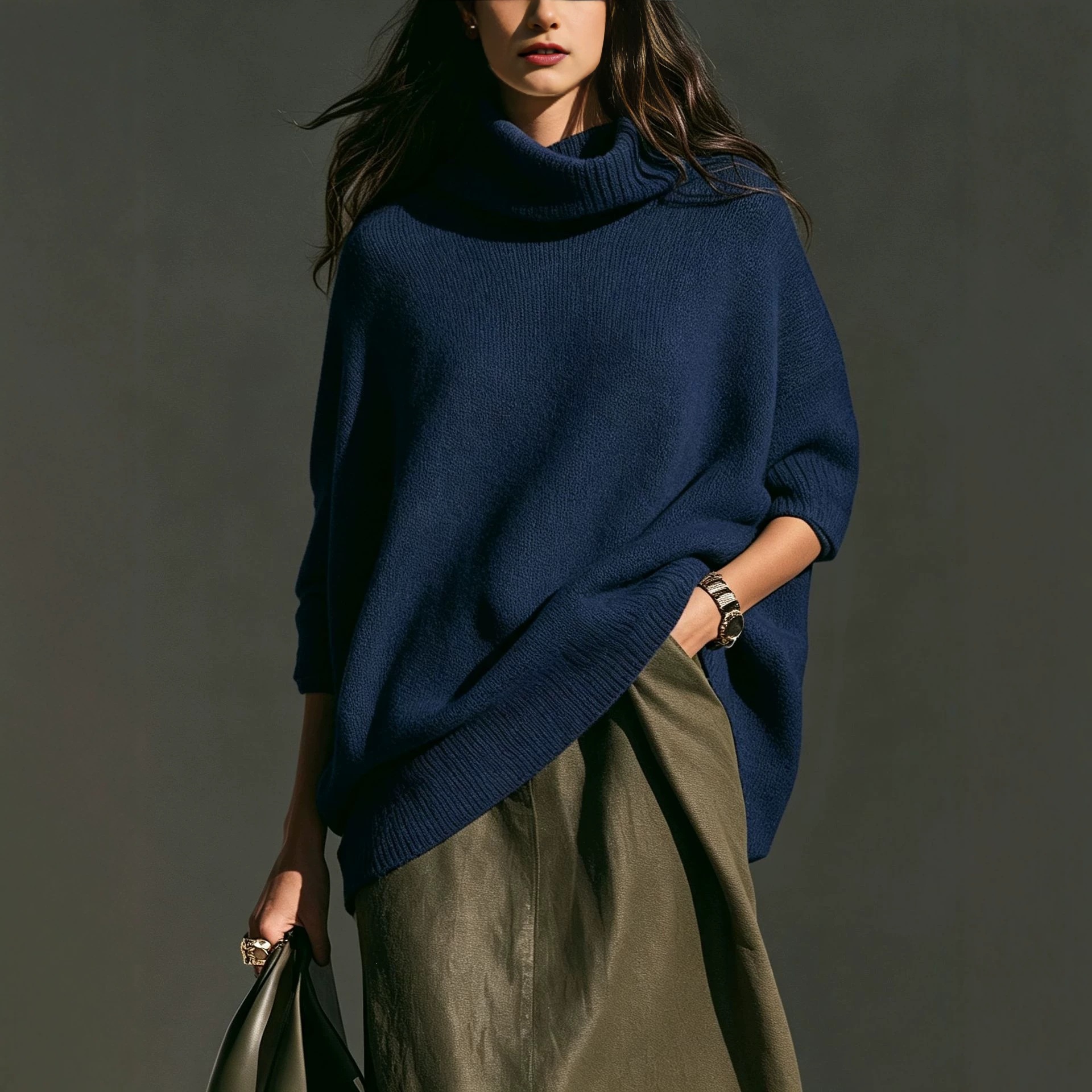 Women's Crewneck Sweater Loose Slouchy Knit Pullover