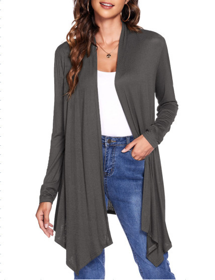 Women's Minimalist Solid Print Long Trench Coat