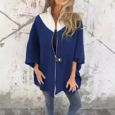 Women's Casual Loose Zip Stand Collar Jacket