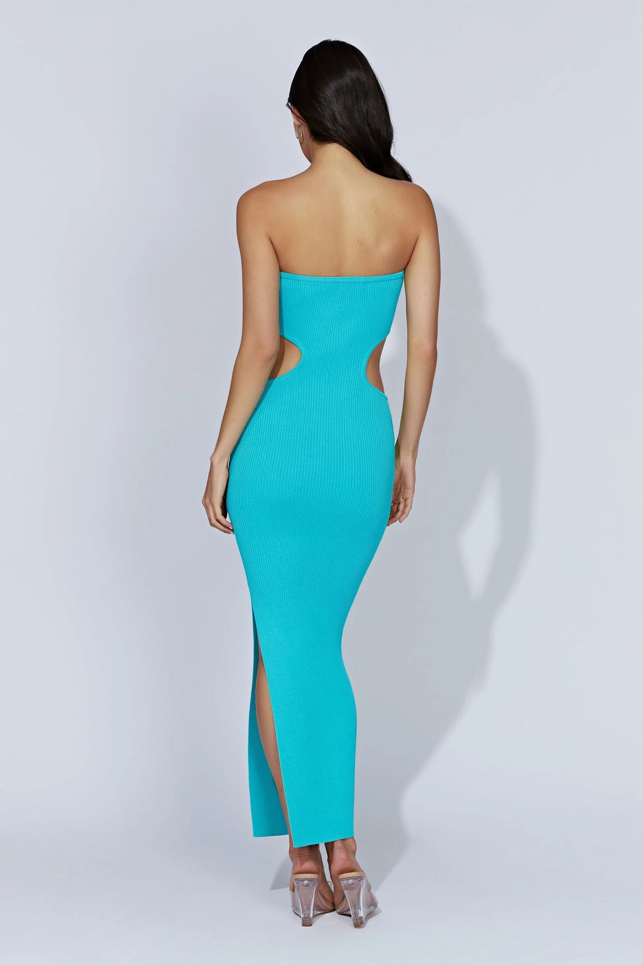 Off-Shoulder Cutout Backless Knit High-Waist Slit Long Dress
