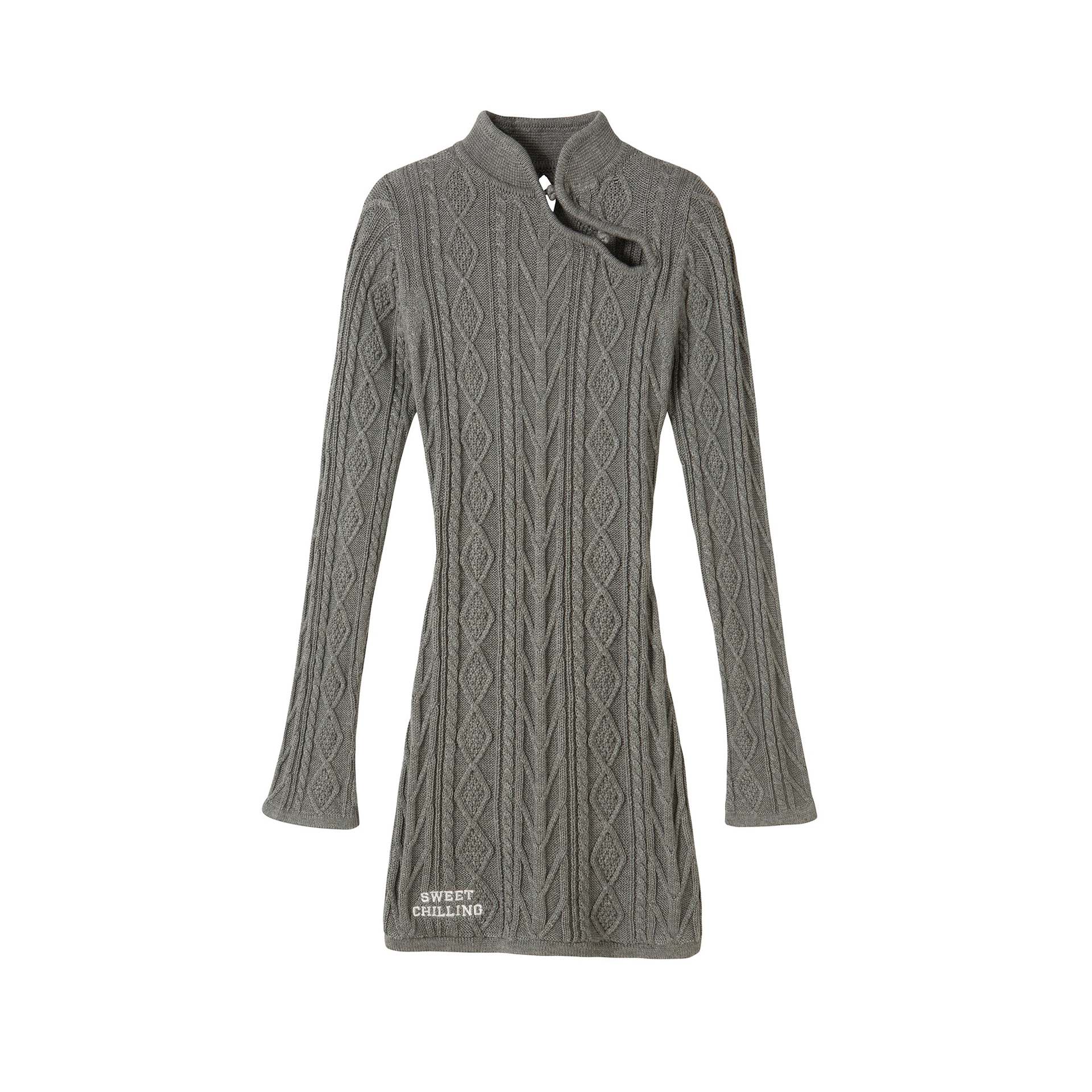 Women's Hollow-Out Open-Back Long-Sleeve Sweater Dress
