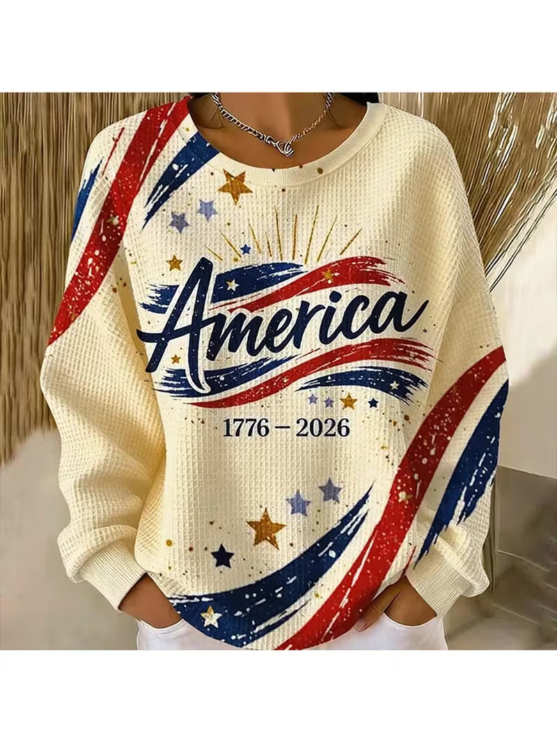 Women's USA Flag Star Print Sweatshirt