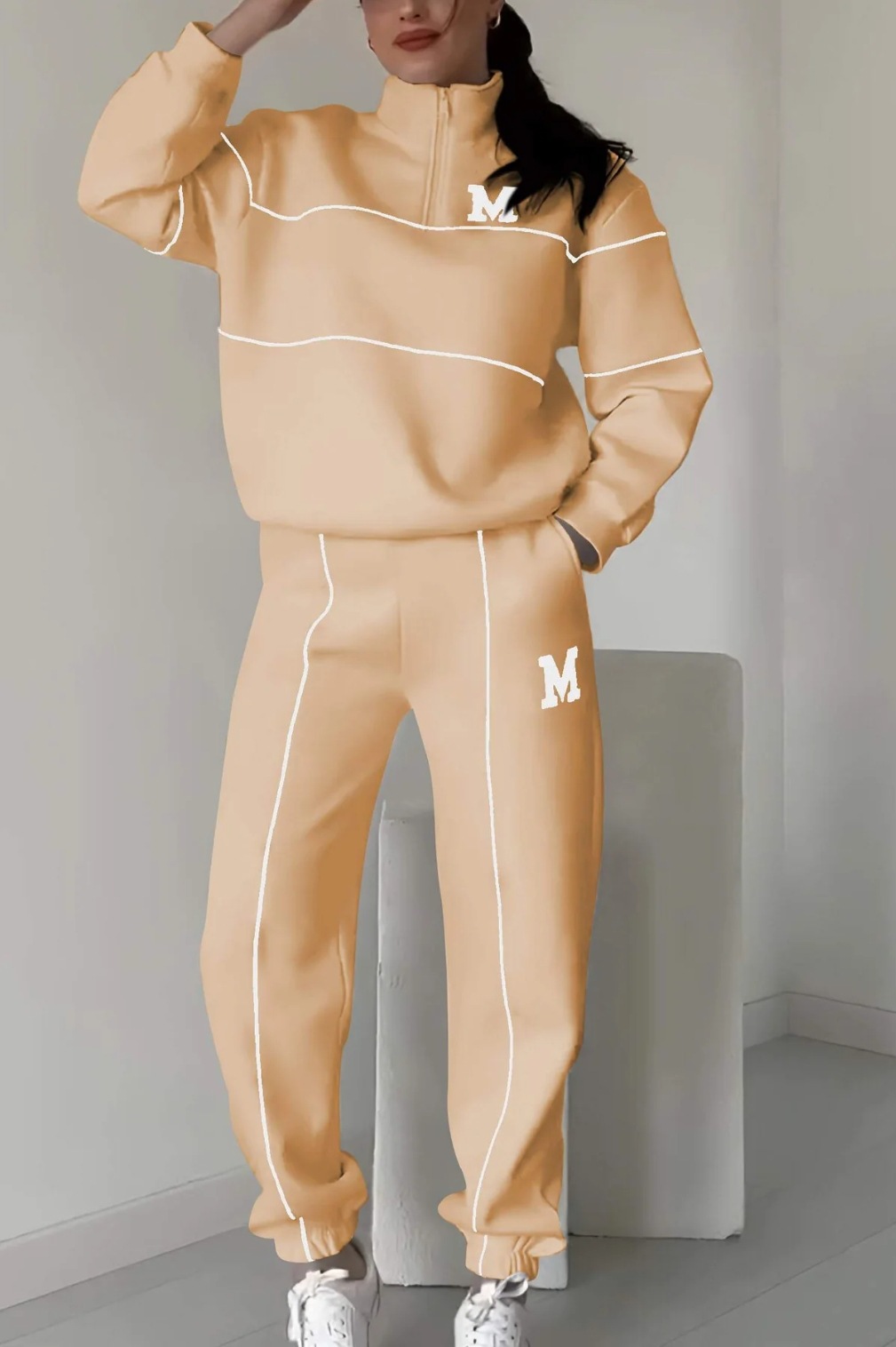 Letter Print Long Sleeve Top & Pants Casual Sports Set