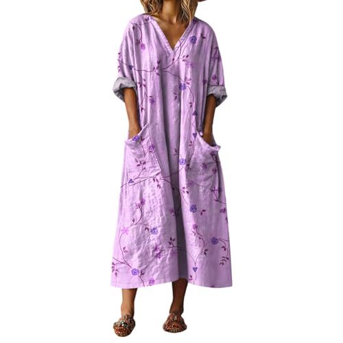 Women's V-Neck Boho A-Line Midi Dress