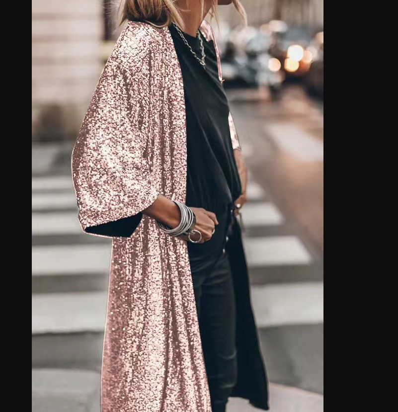 Women's Sequin Open-Front Cardigan Party Jacket