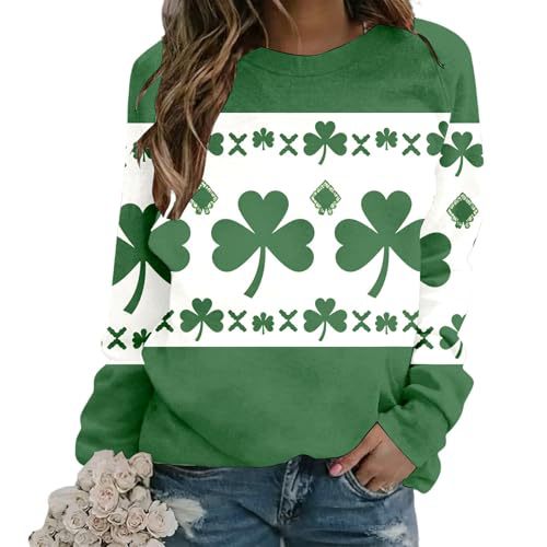 Women's Lucky Clover Floral Print Crewneck Sweatshirt