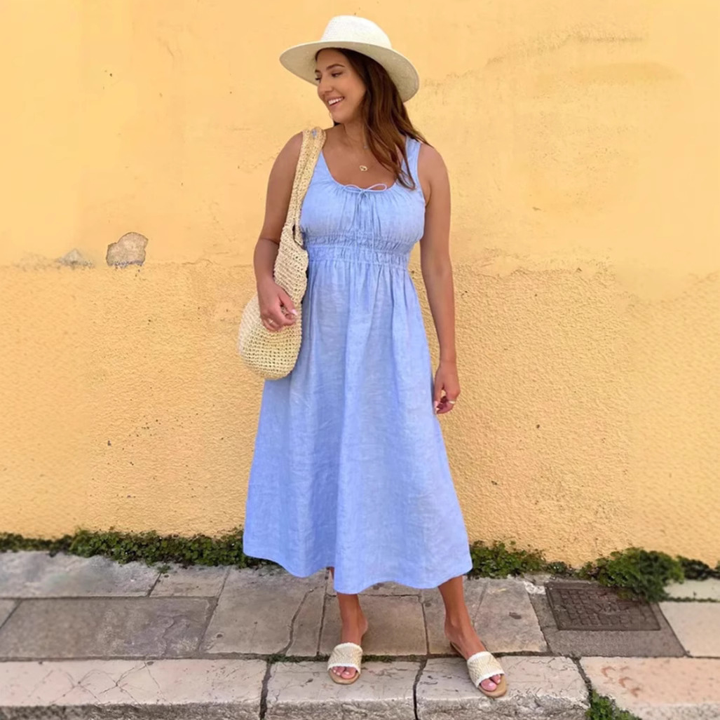 Women's Summer Sleeveless Solid Color Cami Dress