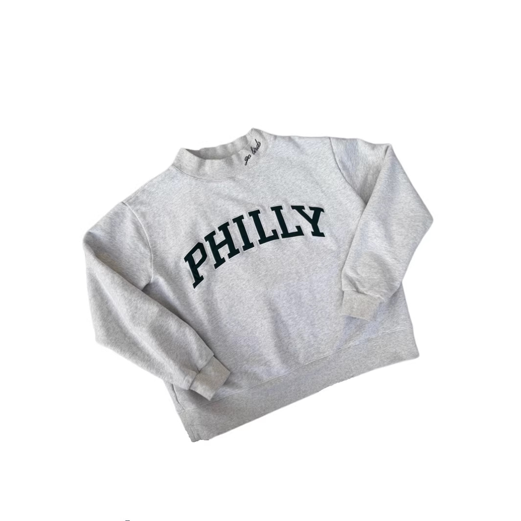 Women's Embroidered Letter Half-Turtleneck Long-Sleeve Casual Sweatshirt