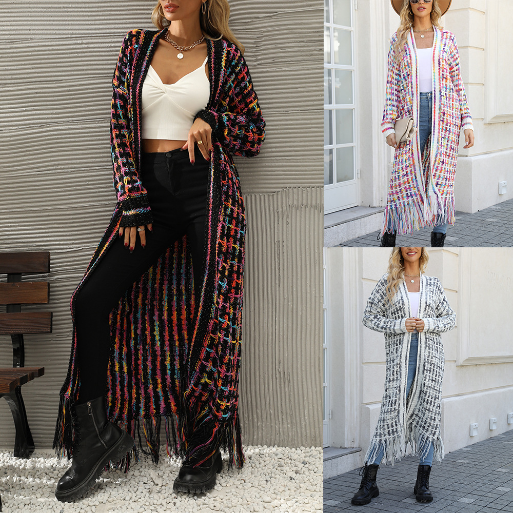 Plus Size Fringe Long Cardigan Sweater Coat