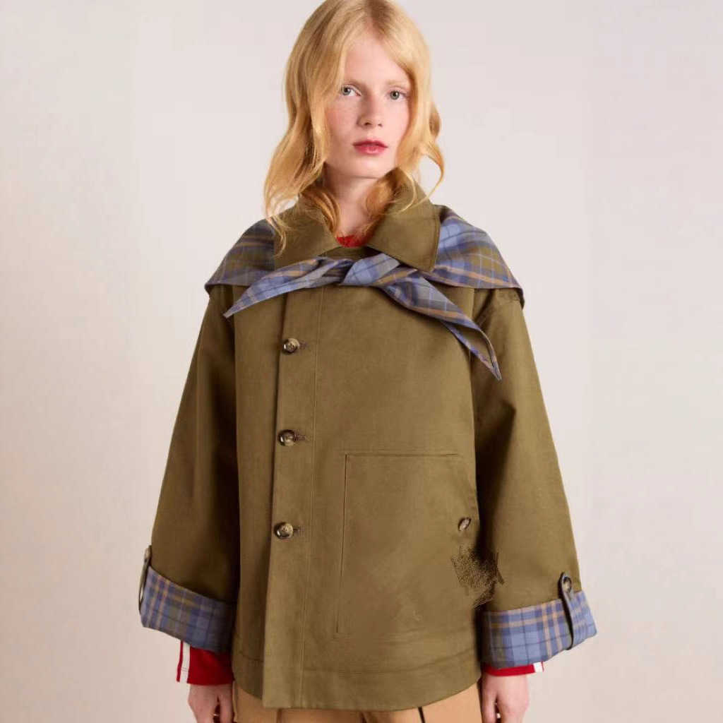 Women's Reversible Embroidered Jacket with Lapel Collar and Pockets