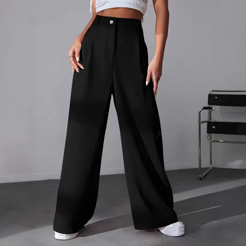Women's Solid Straight-Leg High-Waist Suit Pants