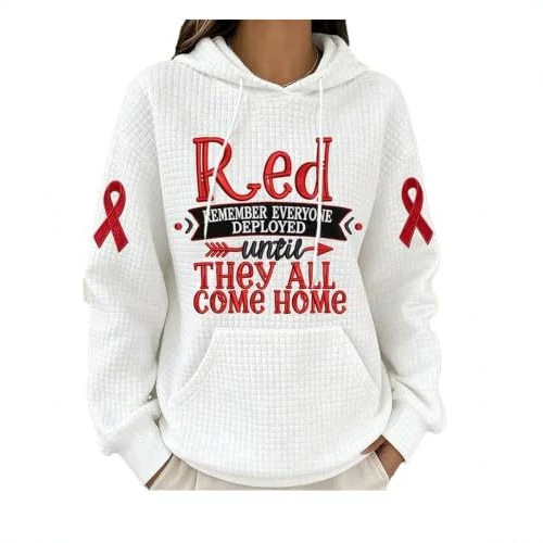 Women's Ribbon American Flag Print Casual Hoodie
