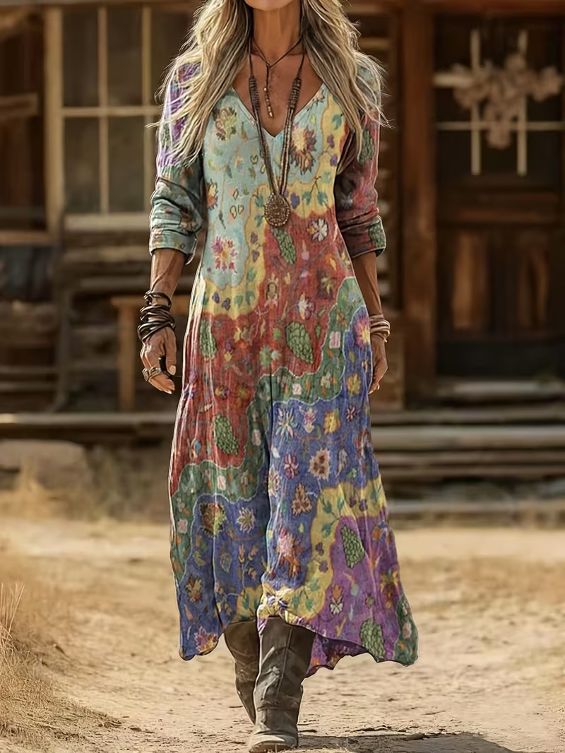Women's Ocean Floral Print Ruched Midi Dress