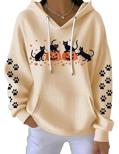 Women's Cat Paw Print Crewneck Sweatshirt Casual Pullover