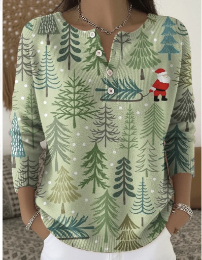 Women's Forest Crow Snowflake Print Button Sweatshirt