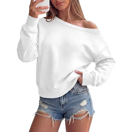 Women's Long Sleeve Crewneck Pullover Solid Color Loose Casual T-Shirt Sweatshirt