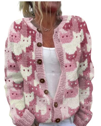 Women's Animal Boho Print Button Cardigan Sweater