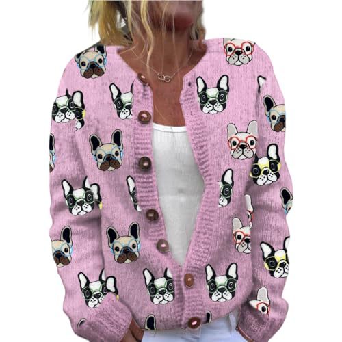 Women's Animal Boho Print Button Cardigan Sweater