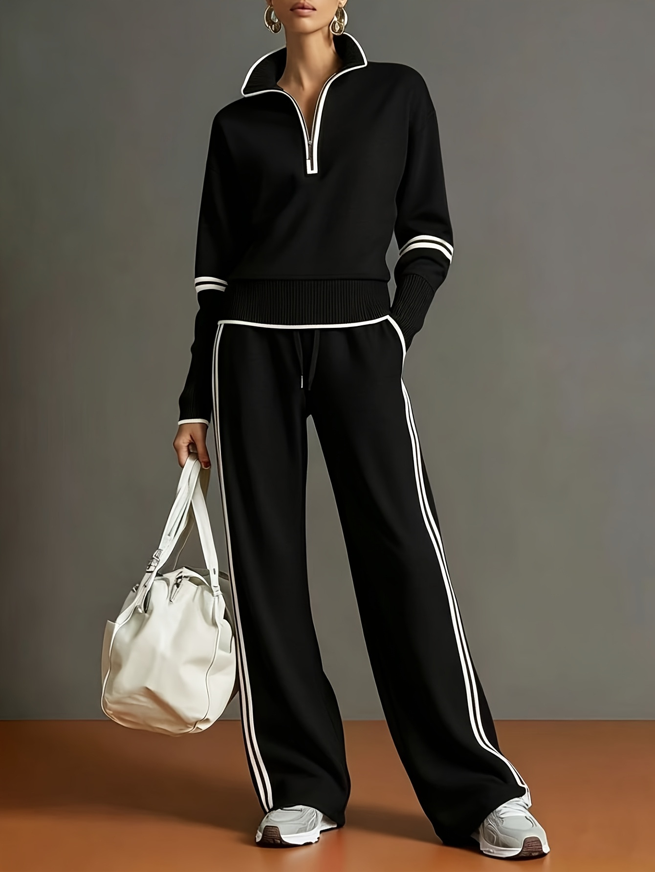 2026 Women's Fashion Casual Zip-Up Jacket Sports Two-Piece Set for Amazon and Independent Sites