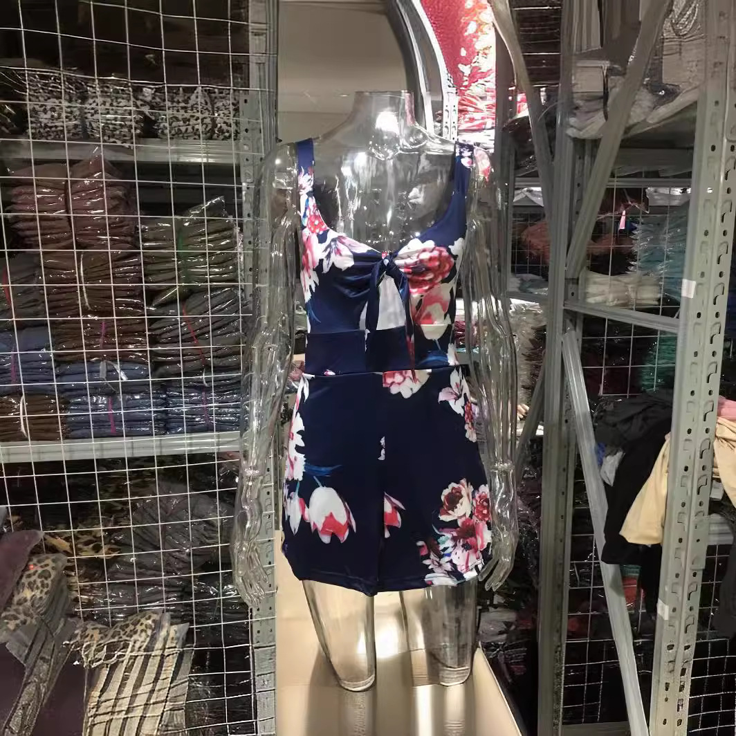 Sexy Printed Cami Romper with Bow Tie Chest