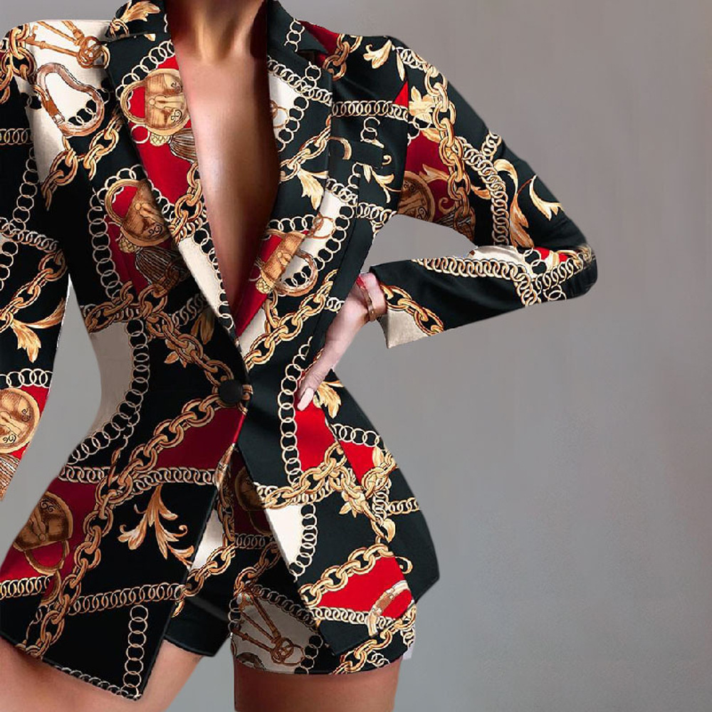Women's Slim-Fit Two-Piece Blazer and Shorts Suit