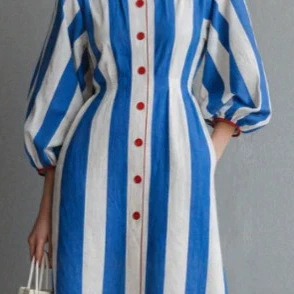 Blue & White Striped Mini Dress