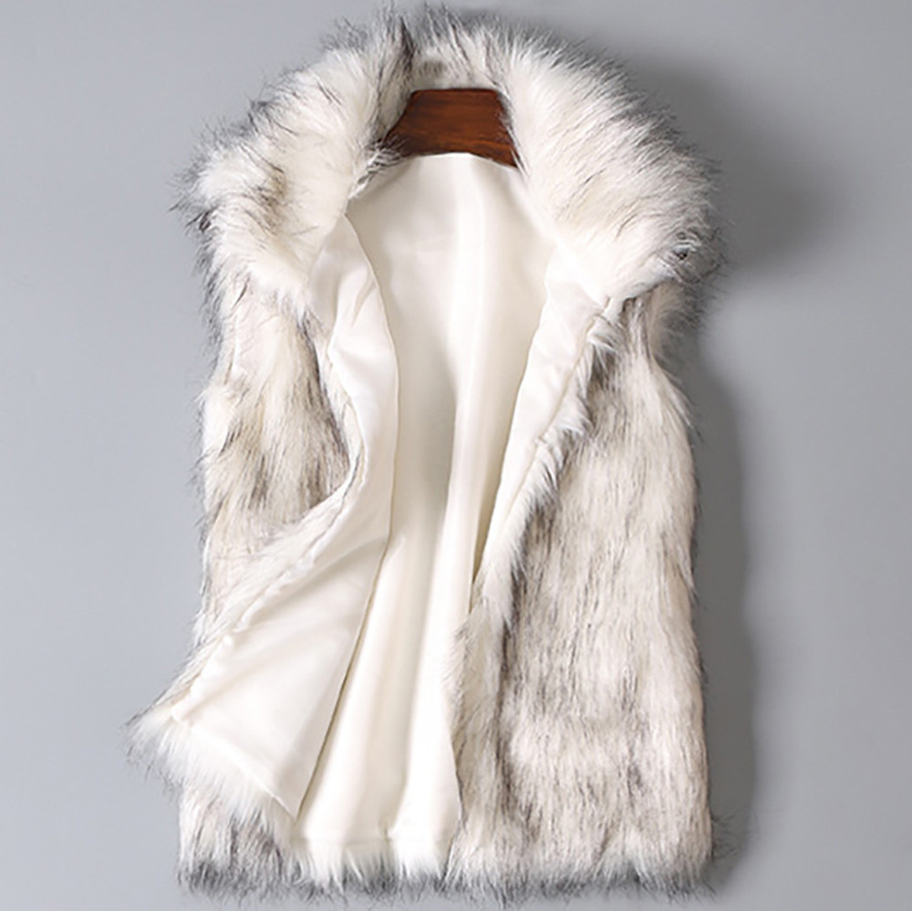 Faux Fur Sleeveless Vest Slim Fit Short Coat with Fur Collar